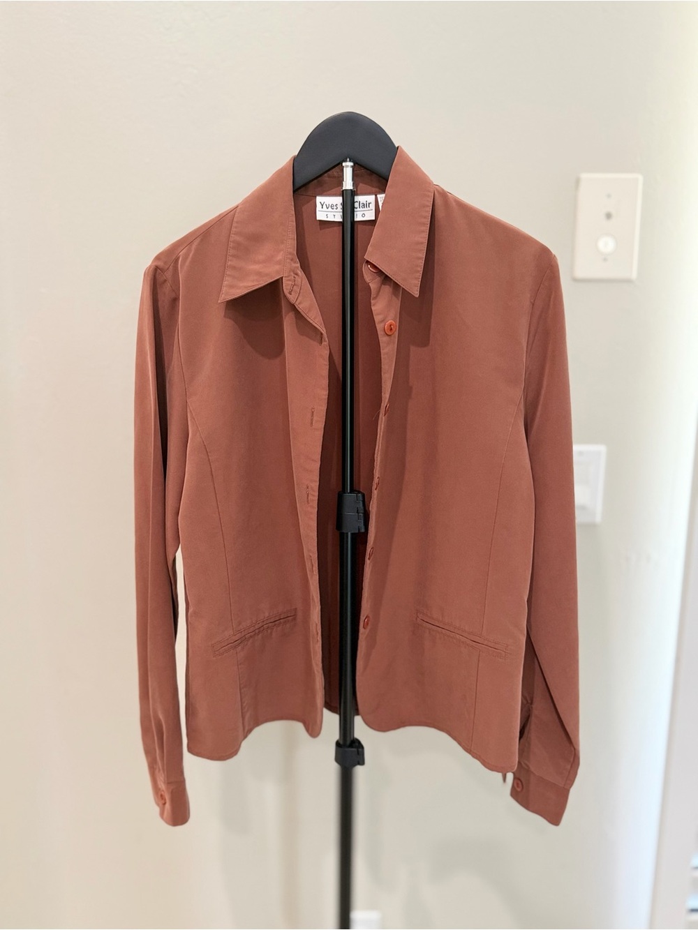 Vintage 90s Yves St. Clair Studio Brown Lightweight Shacket Top Boho Retro